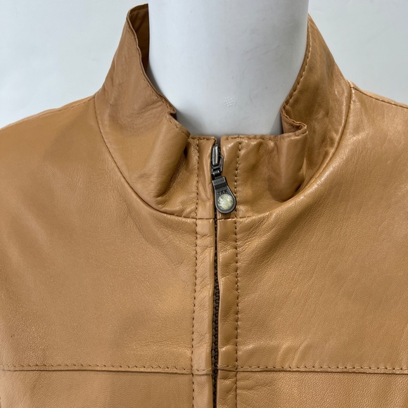 $1550 Remy Brown Camel Leather Short Moto Jacket size Medium - Picture 2 of 15